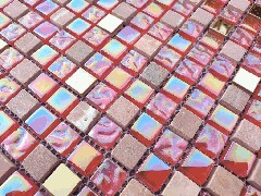 Hand-painted mosaic tile Translucent red pink gold Glass mosaic Crystal stone EP red pink gold MOS92-1208_m
