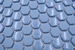 Hand sample Hexagon Enamel mix blue glossy/matt wall tile backsplash kitchen shower bathroom MOS140-0401_m