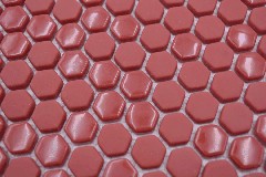 Hand sample Hexagon Enamel mix red glossy/matt wall tile backsplash kitchen shower bathroom MOS140-0901_m