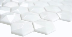 Hand sample Hexagon ECO plain white 3D wall tile backsplash kitchen shower bathroom MOS11-AR01_m