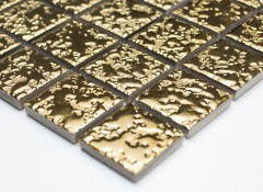 Hand-patterned mosaic tile ceramic gold hammered MOS18-0707_m