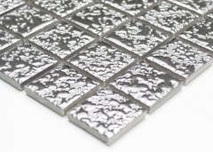 Hand-painted mosaic tile ceramic silver hammered MOS18-0207_m