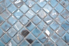 Hand-painted mosaic tile pool mosaic swimming pool mosaic light blue marbled gray cream silver shimmer shower wall SPAIN - MOS220-71252U_m