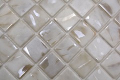 Hand-painted pool mosaic pool mosaic glass mosaic ivory cream beige shimmer iridescent wall floor kitchen bathroom shower - MOS220-71380U_m