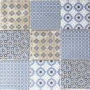 Retro vintage mosaic tile backsplash kitchen backsplash white blue orange gray tile backsplash patchwork - MOS22B-1404