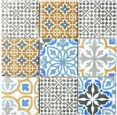 Retro vintage mosaic tile wall ceramic cream blue orange gray matt patchwork - MOS22B-1406