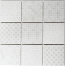 Retro vintage ART DEKO mosaic tile wall ceramic white mix backsplash kitchen bathroom toilet wall - MOS22B-1401