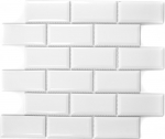 Metro Subway tiles WHITE facet mosaic tile ceramic backsplash kitchen wall MOS26M-0101
