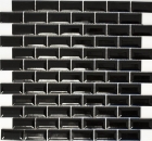 Mini Metro Subway Mosaic Black Facet Mosaic Tile Ceramic Tile Backsplash Kitchen MOS26-0302