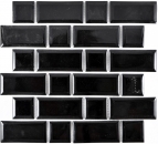 Metro Subway Tiles Black Facet Mosaic Tile Ceramic Tile Backsplash Kitchen MOS26WM-0301