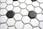 Hand-painted mosaic tile ceramic hexagon black white matt tile backsplash kitchen MOS11A-0301_m