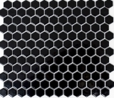 Hexagonal hexagon mosaic tile ceramic mini black glossy wall tile bathroom tile backsplash kitchen - MOS11A-0302