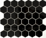 Hexagonal hexagon mosaic tile ceramic black glossy shower splashback tile backsplash kitchen wall bathroom - MOS11B-0302
