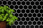 Hand-painted mosaic tile ceramic hexagon black glossy shower splashback MOS11B-0302_m
