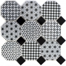 Octagonal octagonal mosaic tile ceramic MISTO white glossy black mosaic wall kitchen splashback MOSOcta-0301