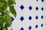 Hand-painted mosaic tile ceramic octagonal white matt cobalt blue glossy mosaic wall kitchen splashback MOSOcta-180_m