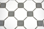 Hand-painted mosaic tile ceramic metal gray octagon white matt metal glossy MOS13-0122_m