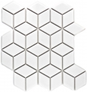 Cube mosaic tile ceramic 3D white glossy wall tile bathroom tile kitchen tile - MOS13OV-0101