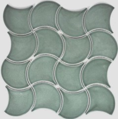Fan mosaic tile ceramic pastel petrol wave wall tile bathroom tile kitchen tile WC - MOS13-FSW18