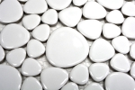Hand-painted pebble mosaic Pebbles ceramic white glossy shower tray tile backsplash MOS12-0102_m