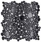 Pebble mosaic Pebbles ceramic drops black glossy shower tray tile backsplash MOS12-0302