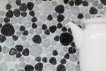 Hand-painted pebble mosaic Pebbles gray black Spots shower tray tile backsplash MOS12-0103_m