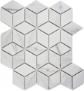 Cube mosaic tile ceramic white anthracite Carrara look wall tile bathroom tile kitchen tile WC - MOS13-0102