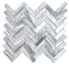 Herringbone mosaic tile ceramic stone look gray shower splashback tile mirror MOS24-SO32