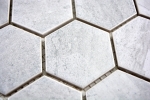 Hand-painted mosaic tile ceramic hexagon travertine gray matt tile backsplash kitchen MOS11G-0202_m