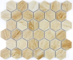 Mosaic tile ceramic hexagon travertine beige matt tile backsplash kitchen MOS11G-1202_f | 10 mosaic mats