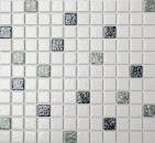 Ceramic mosaic white black gray textured mosaic tile bathroom MOS18-0307