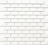 Composite mosaic strip ceramic brick white matt bathtub cladding MOS24-03WM