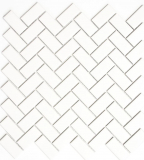 Herringbone mosaic tile ceramic white matt tile backsplash kitchen MOS24-CHB05WM