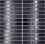 Rod mosaic tile ceramic black glossy shower splashback MOS24-0302