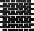 Composite mosaic brick slips ceramic brick black glossy kitchen splashback MOS24-4BG