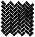 Herringbone mosaic tile ceramic black glossy MOS24-CHB6BG