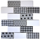 Metro Subway tiles retro gray white black glossy ceramic without bevel MOS26M-0103