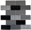 Mosaic tile ceramic white gray black subway backsplash MOS26M-0301_f