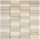 Mosaic tile ceramic rods light beige unglazed non-slip glass mix shower base floor tile bathroom - MOS24-1212-R10