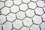 Hand-patterned mosaic tile ceramic cream white hexagaon speckled unglazed MOS11A-0103-R10_m