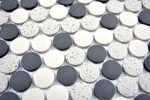 Hand pattern mosaic tile ceramic beige black button shower tray floor tile unglazed MOS10-0113-R10_m