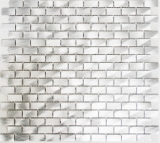 Mosaic tile aluminum silver brick tile backsplash kitchen wall MOS48-0204