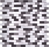 Mosaic tile aluminum brick 3D silver black tile mirror MOS49-0208
