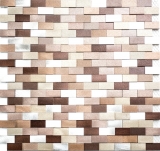 Mosaic rear wall aluminum brick 3D alu silver copper MOS49-0207_f