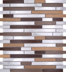 Mosaic tile aluminum beige brown composite copper tile backsplash kitchen wall MOS49-A991