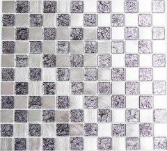 Mosaic tile aluminum glass mosaic checkerboard black anthracite silver MOS49-0302