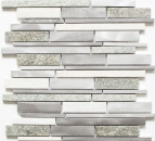 Mosaic tile quartzite natural stone aluminum silver gray light beige composite rods tile backsplash wall tile - MOS49-XSA535