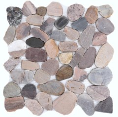 Tile river pebble stone pebble cut beige gray red green cream sand shower tray tile backsplash kitchen - MOS30-0204