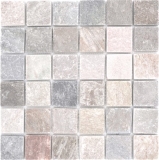 Quartzite natural stone mosaic tile beige gray wall floor shower kitchen splashback tile backsplash - MOS36-0204