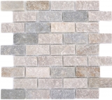 Quartzite natural stone mosaic tile brick beige gray wall floor shower backsplash kitchen backsplash - MOS36-0208